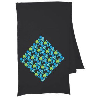 Black Cotton Jersey Scarf Blue and Green Pattern