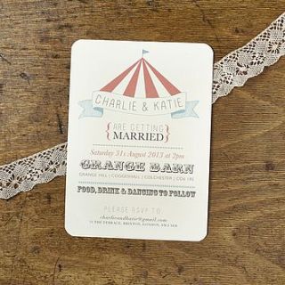 carnival themed wedding invitations by katie leamon