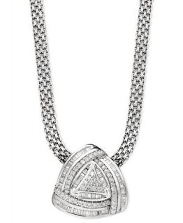 Diamond Necklace, Sterling Silver Diamond Trillion Pendant (1 ct. t.w.)   Necklaces   Jewelry & Watches