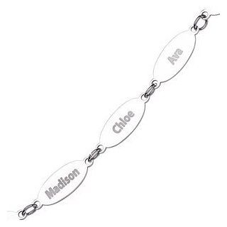 Stainless Steel Engraved Oval Family Name Bracelet Jewelry Products Jewelry