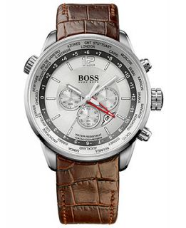Hugo Boss Watch, Mens Brown Leather Strap 44mm 1512739   Watches   Jewelry & Watches