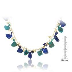 Glitzy Rocks 18k Gold over Silver Turquoise and Lapis Necklace Glitzy Rocks Gemstone Necklaces