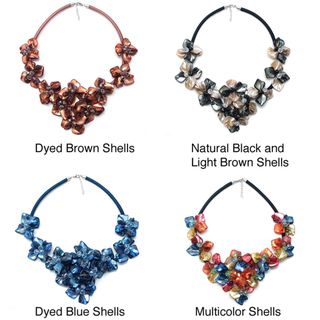 Multicolor Splendor Dyed Shells Black Satin Necklace (Philippines) Necklaces