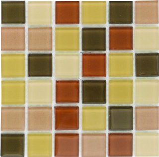 CoverQuik CQ20411G Clear/Khaki Blend Glossy 1 Inch x 1 Inch Tile   Glass Tiles  