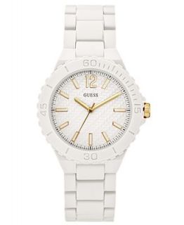 GUESS Watch, Womens White Polyurethane Wrapped Steel Bracelet 39mm U0216L1   Watches   Jewelry & Watches
