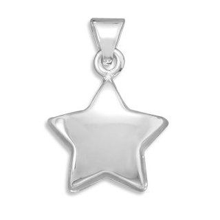 Star Pendant Polished Puffed Sterling Silver Jewelry