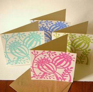 set of eight poppy seed note cards by treasury