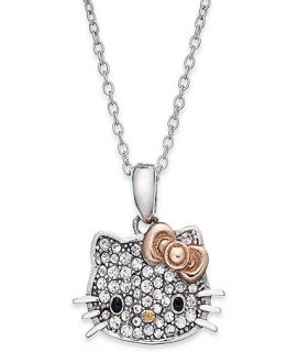Hello Kitty Sterling Silver Necklace, Pave Crystal Face Pendant   Necklaces   Jewelry & Watches