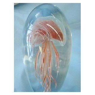 Hand Blown Glass Coral Glow in the Dark Jellyfish   Collectible Figurines