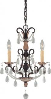 Minka Lavery 3133 209 3 Light 17.75" Height 1 Tier Candle Style Crystal Chandelier, Distressed Bronze    