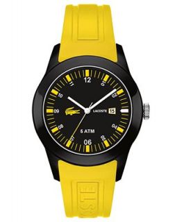 Lacoste Watch, Mens Advantage Yellow Silicone Strap 42mm 2010673   Watches   Jewelry & Watches