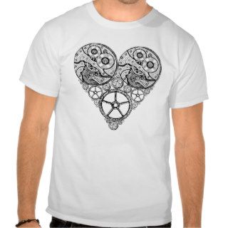 Steampunk  Clock Works and Gear Heart T shirt