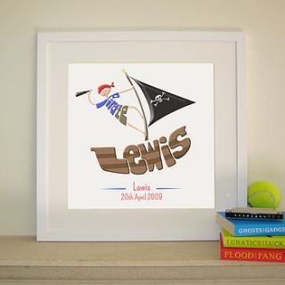 personalised pirate picture by name art