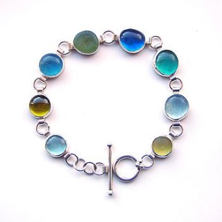 recycled glass silver bracelet by tania covo