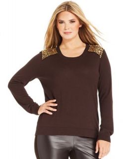 MICHAEL Michael Kors Plus Size Sweater, Long Sleeve Studded   Sweaters   Plus Sizes