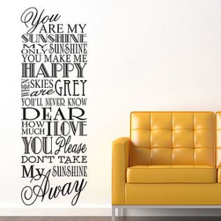 'you are my sunshine' wall stickers by parkins interiors