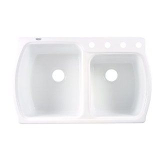 American Standard 7255.001.208 Chandler Americast Double Bowl Kitchen Sink with 1 Hole, White Heat    