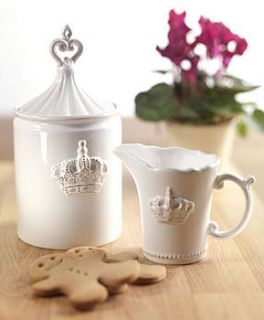 crown storage jar and jug by patchwork harmony