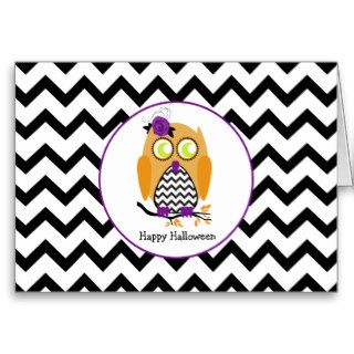 Halloween Owl Chevron Notecard Cards