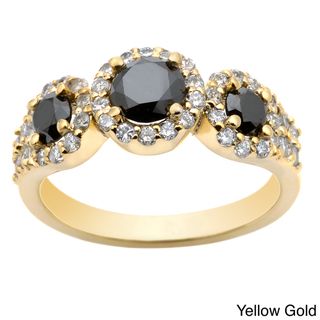Auriya 14k Gold 1 1/5ct TDW Round Black Diamond Ring (G H, I1 I2) Auriya Diamond Rings