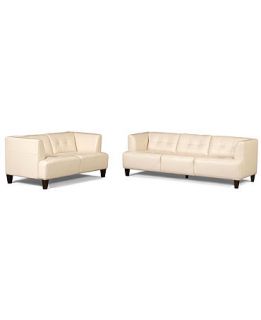 Alessia Leather Sofas, 2 Piece Set (Sofa and Loveseat)   Furniture