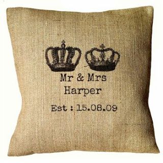 personalised mr and mrs cushion by betsy jarvis