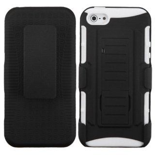 MYBAT AIPHONE5HPCSAAS202NP Advanced Armor Rugged Durable Hybrid Case with Kickstand for iPhone 5 / iPhone 5S   1 Pack   Retail Packaging   Black/Solid Cell Phones & Accessories