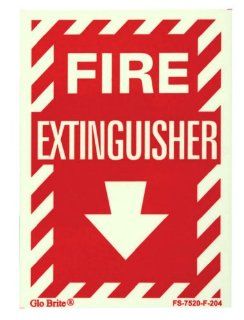 Jessup FS 7520 F 202 Fire Extinguisher   Sign, Red Letters on Photoluminescent Background, 4 by 18 Inch    