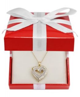 Diamond Heart Pendant, 14k Gold and Sterling Silver American Heart Association Diamond Pendant (1/10 ct. t.w.)   Necklaces   Jewelry & Watches