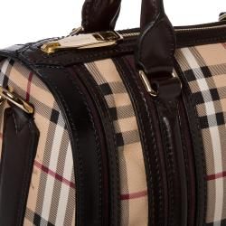 Burberry Medium Haymarket Check/ Chocolate/ Plum Bowler Bag Burberry Designer Handbags