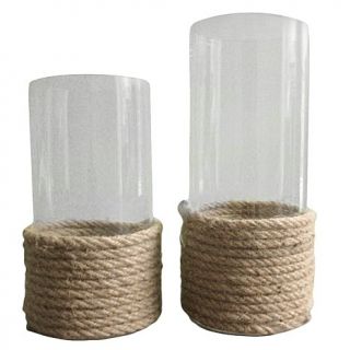 India Hicks Set of 2 Glass Cylinder Candle Holders