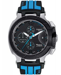 Tissot Mens Swiss Automatic Chronograph T Race Blue and Black Silicone Strap Watch 50mm T0484272705702   Moto GP Limited Edition 2013   Watches   Jewelry & Watches