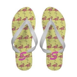 Flamingo with custom initial monogram sandals