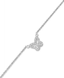 B. Brilliant Sterling Silver Anklet, Cubic Zirconia Sideways Cross Anklet (1/10 ct. t.w.)   Bracelets   Jewelry & Watches