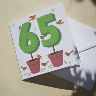 personalised topiary number card by glyn west design