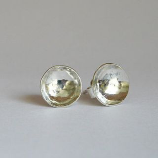 domed textured silver earrings by rose ellen cobb