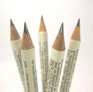 set of five initial dictionary pencils by six0six design