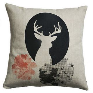 cameos deer linen cushion by chocolate creative home accessories