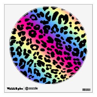 Neon Rainbow Leopard Pattern Print Room Decal