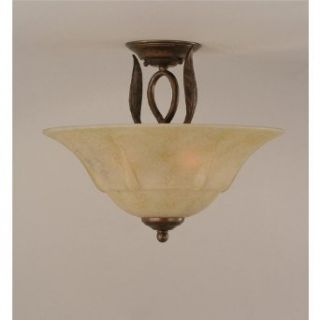 Leaf 3 Light Semi Flush w 16 in. Italian Marble Glass Shade   Close To Ceiling Light Fixtures  