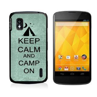 Keep Calm And Camp On Teal Floral Google Nexus 4 Case   For Nexus 4 Cell Phones & Accessories