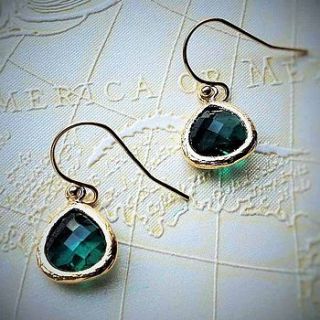 emerald glass teardrop earrings by edition design shop