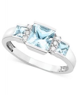14k White Gold Aquamarine (9/10 ct. t.w.) & Diamond Accent Ring   Rings   Jewelry & Watches