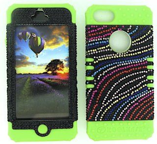 Case Cover Hybrid Silicone Soft Hard Lime Green Skin+Colorful Snap For IPhone 5 Cell Phones & Accessories
