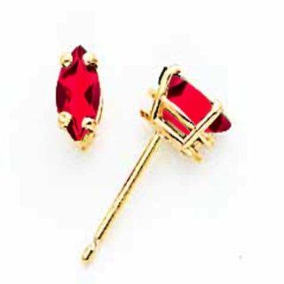 14k Yellow Gold 6x3mm Marquise Ruby Earring Jewelry
