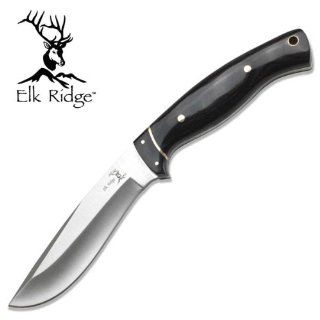 ER 197. Elk Ridge Hunting Knife W/ Pakkawood Handle 9" Overall Elk Ridge Hunting Knife W/ Pakkawood Handle 9" Overall. Stainless Steel Blade. Leather Case KNIFE fixed blade knife hunting sharp edge steel  Hunting Fixed Blade Knives  Sports &