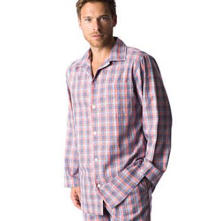 mens brushed cotton check pyjamas by pj pan pyjamas