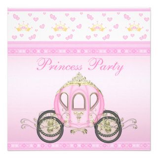 Cute Princess Coach Pink Birthday Party Personalized Announcement