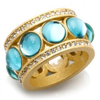 Roberto by RFM "Portofino" Simulated Blue Topaz and Clear Crystal Goldtone Ring