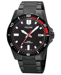 Pulsar Watch, Mens Active Sport Black Ion Finish Stainless Steel Bracelet 41mm PS9105   Watches   Jewelry & Watches